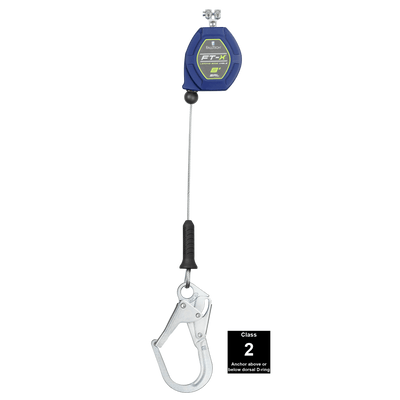 FallTech 8' FT-X Cable Class 2 Leading Edge Personal SRL - Replacement-leg with Steel Rebar Hooks - 82808RP3