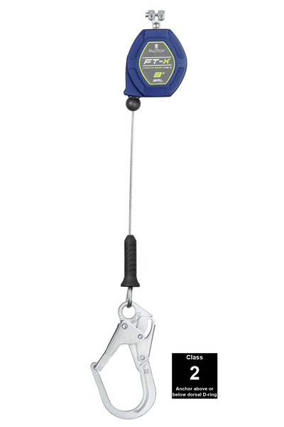 FallTech 8' FT-X Cable Class 2 Leading Edge Personal SRL - Replacement-leg with Steel Rebar Hooks - 82808RP3