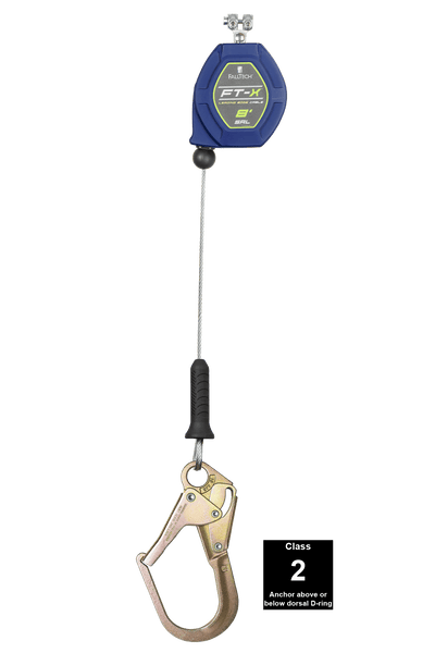 FallTech 8' FT-X Cable Class 2 Leading Edge Personal SRL - Replacement-leg with Steel Narrow Nose Rebar Hook - 82808RP3F