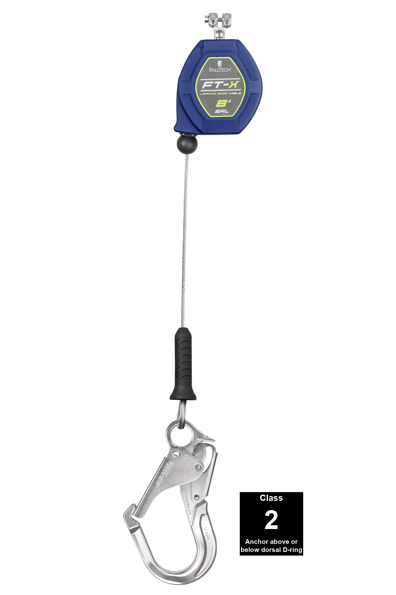 FallTech 8' FT-X Cable Class 2 Leading Edge Personal SRL - Replacement-leg with Aluminum Rebar Hooks - 82808RP5