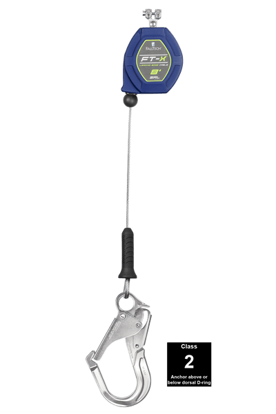 FallTech 8' FT-X Cable Class 2 Leading Edge Personal SRL - Replacement-leg with Aluminum Rebar Hooks - 82808RP5