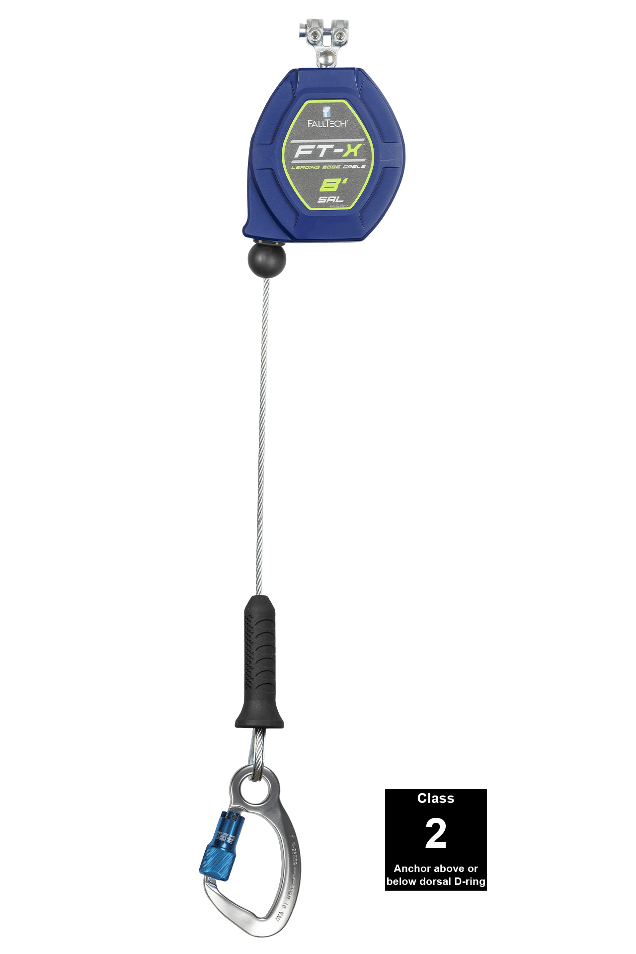 FallTech 8' FT-X Cable Class 2 Leading Edge Personal SRL - Replacement-leg with Aluminum CE Carabiners - 82808RP6