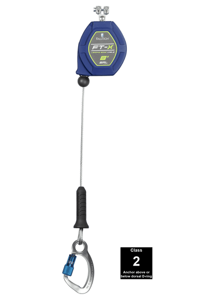 FallTech 8' FT-X Cable Class 2 Leading Edge Personal SRL - Replacement-leg with Aluminum CE Carabiners - 82808RP6