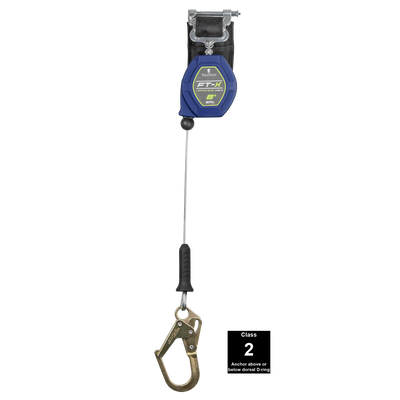 FallTech 8' FT-X Class 2 Single-leg Leading Edge SRL - Steel Mini Rebar Hook - 82808SP0
