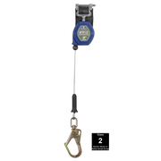 FallTech 8' FT-X Cable Class 2 Leading Edge Personal SRL - Single-leg with Steel Swivel Mini Rebar Hook - 82808SP0S