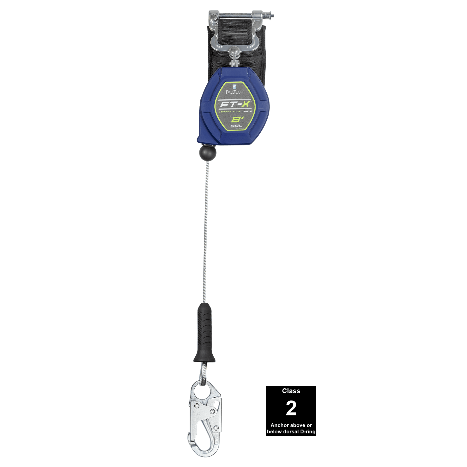 FallTech 8' FT-X Class 2 Single-leg Leading Edge SRL - Steel Snap Hook - 82808SP1