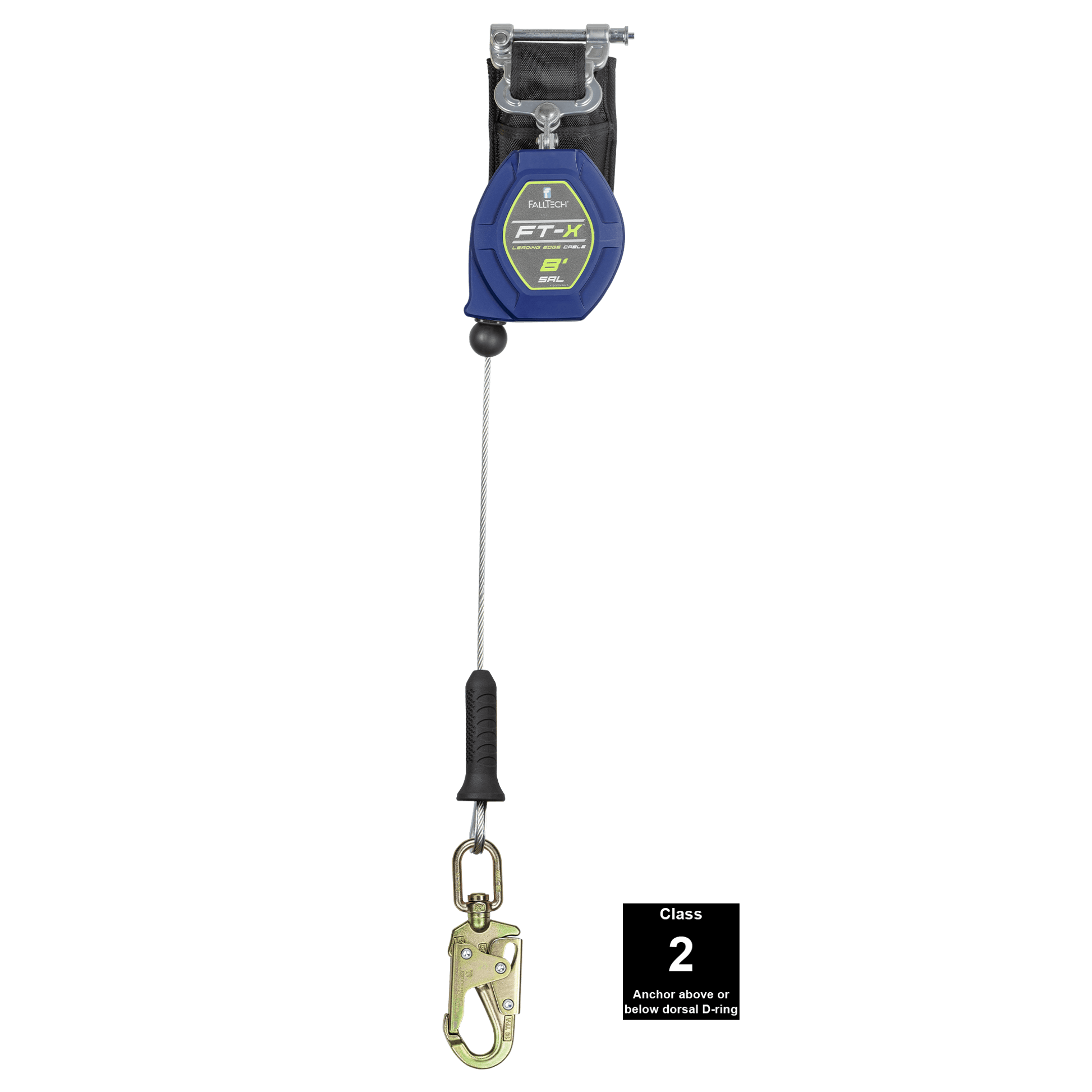 FallTech 8' FT-X Class 2 Single-leg Leading Edge SRL - Steel Swivel Snap Hook - 82808SP2