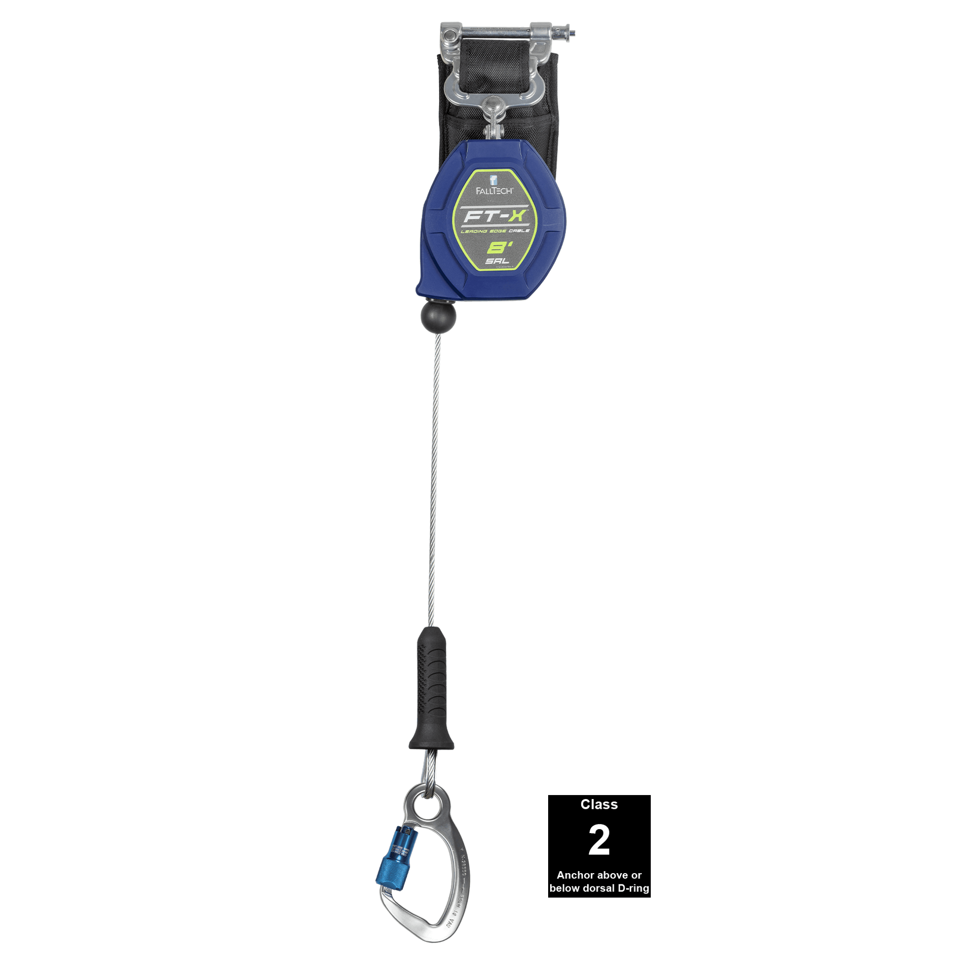 FallTech 8' FT-X Class 2 Single-leg Leading Edge SRL - Aluminum CE Carabiner - 82808SP6