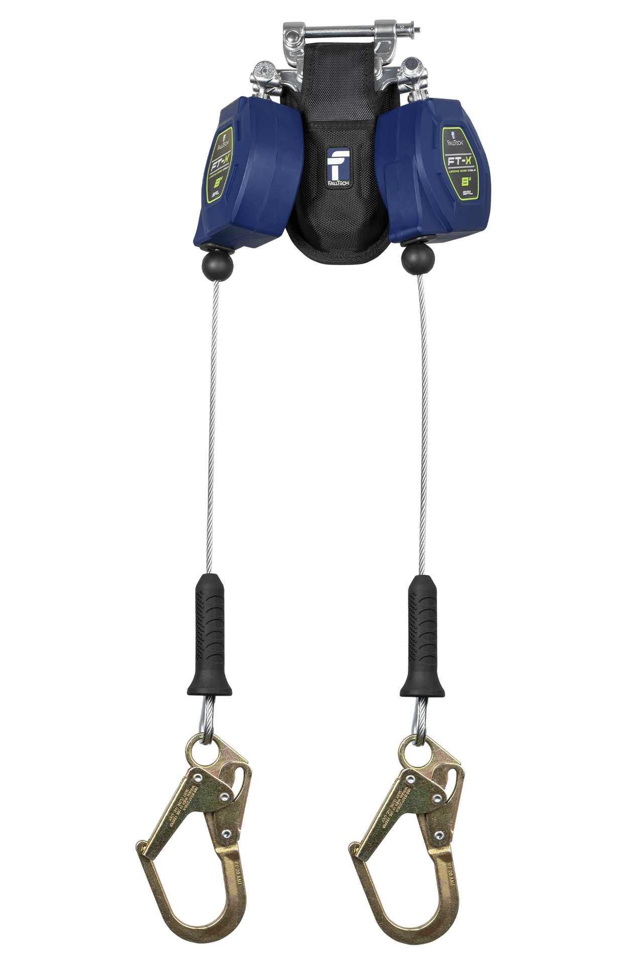 FallTech 8' FT-X Class 2 Twin-leg Leading Edge SRL - Steel Mini Rebar Hooks - 82808TP0