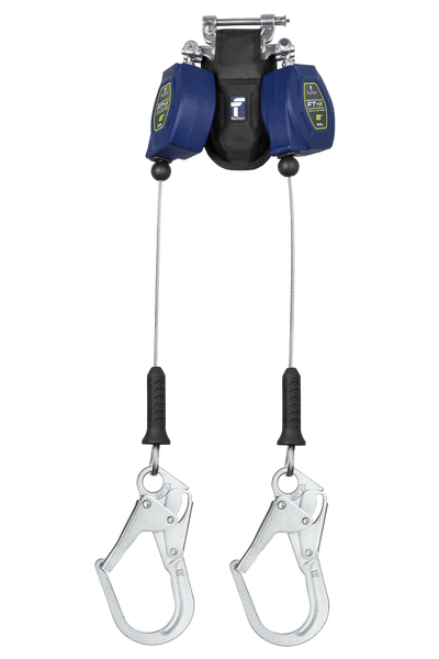FallTech 8' FT-X Class 2 Twin-leg Leading Edge SRL - Steel Rebar Hooks - 82808TP3