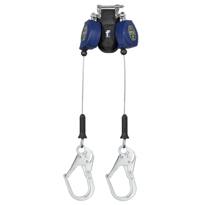 FallTech 6' FT-X Cable Class 2 Leading Edge Personal SRL-P - Twin-leg with Steel Rebar Hooks - 82806TP3