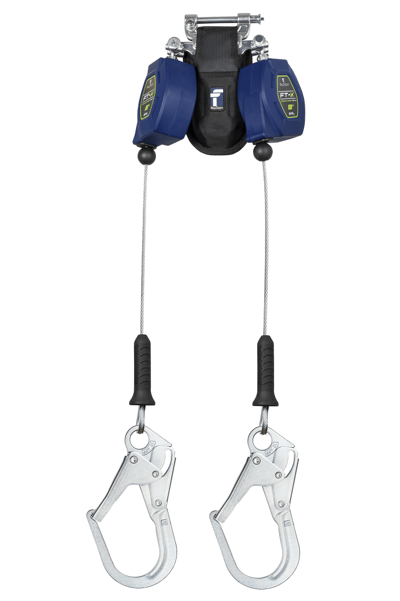 FallTech 6' FT-X Cable Class 2 Leading Edge Personal SRL-P - Twin-leg with Steel Rebar Hooks - 82806TP3