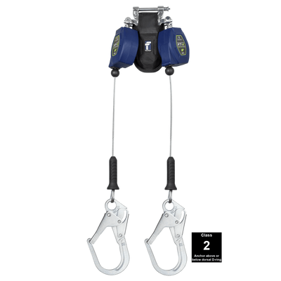 FallTech 8' FT-X Class 2 Twin-leg Leading Edge SRL - Steel Rebar Hooks - 82808TP3