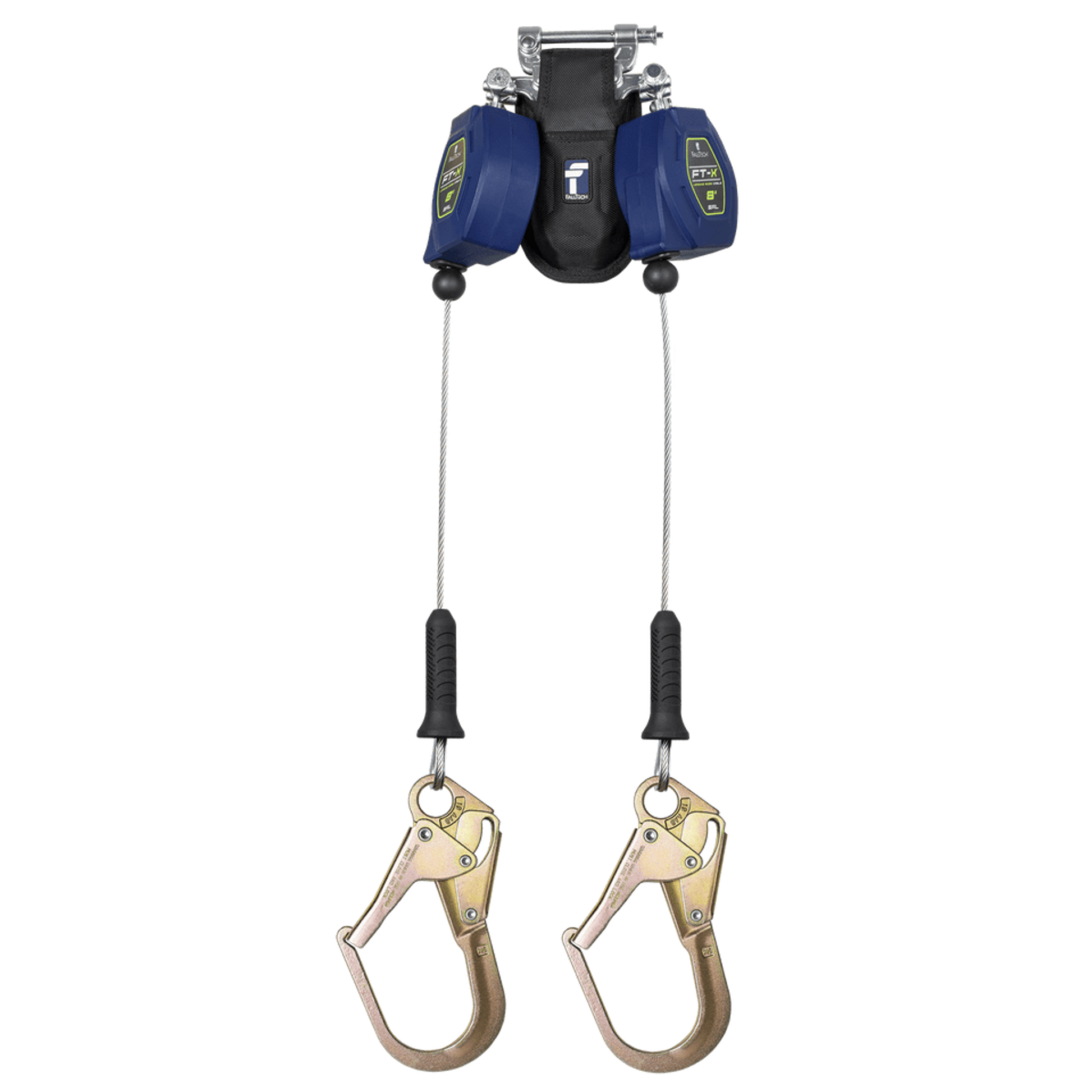 FallTech 8' FT-X Class 2 Twin-leg Leading Edge SRL - Steel Narrow Nose Rebar Hooks with SpeedLink - 82808TP3F