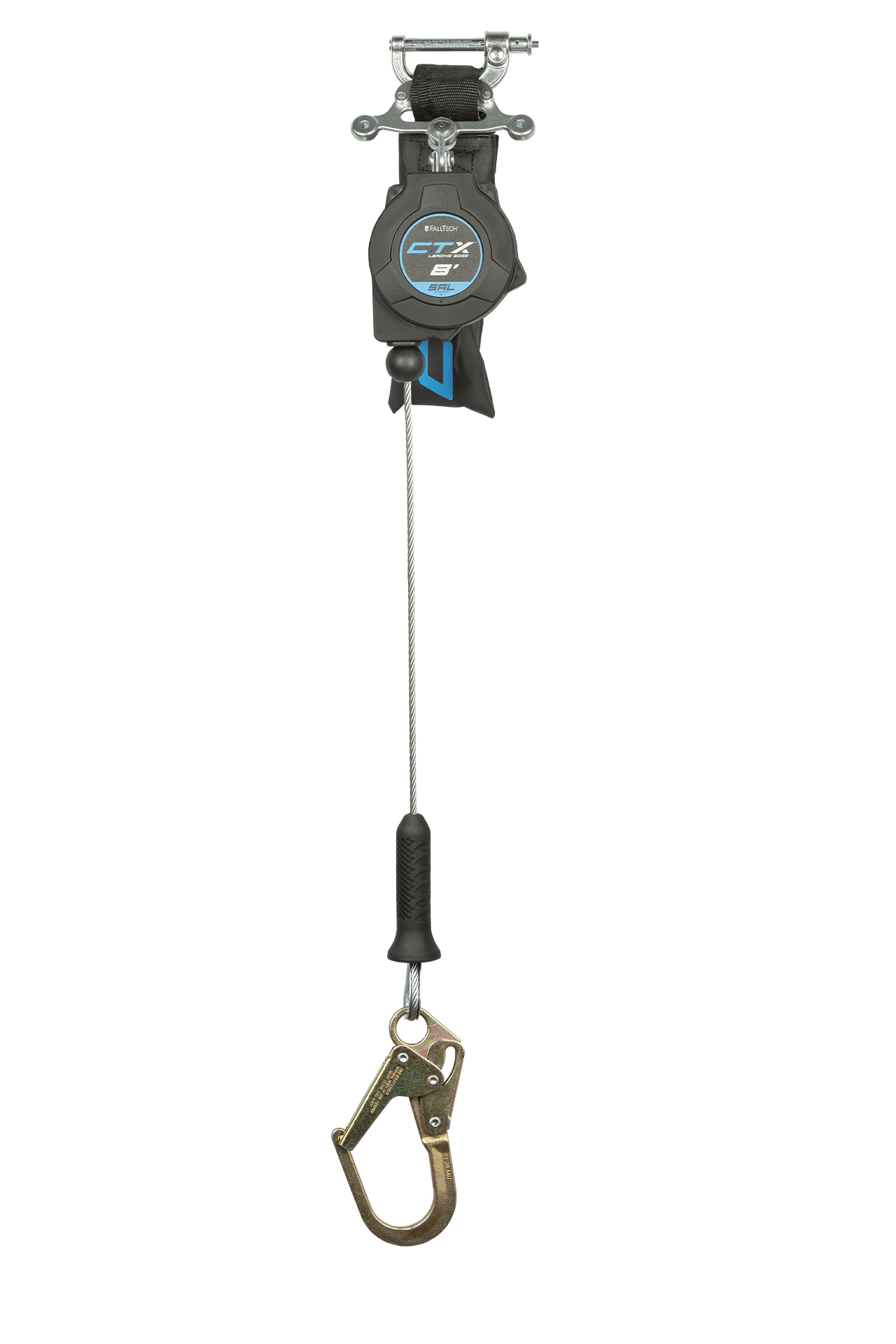 FallTech 8' CTX Cable Class 2 Leading Edge SRL-P Single-leg with Steel Mini Rebar Hook - 83208SP0