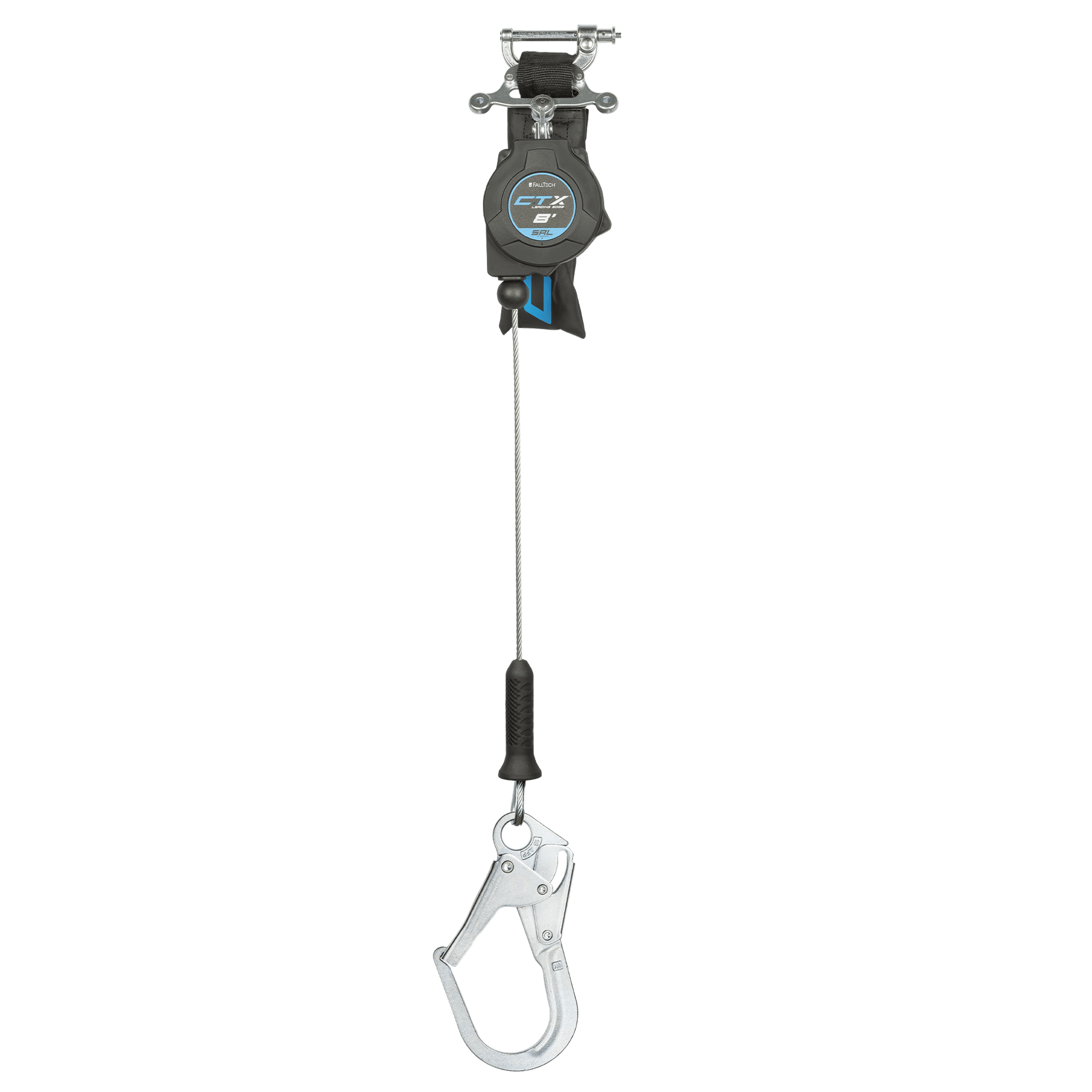 FallTech 8' CTX Cable Class 2 Leading Edge SRL-P Single-leg with Steel Rebar Hook - 83208SP3