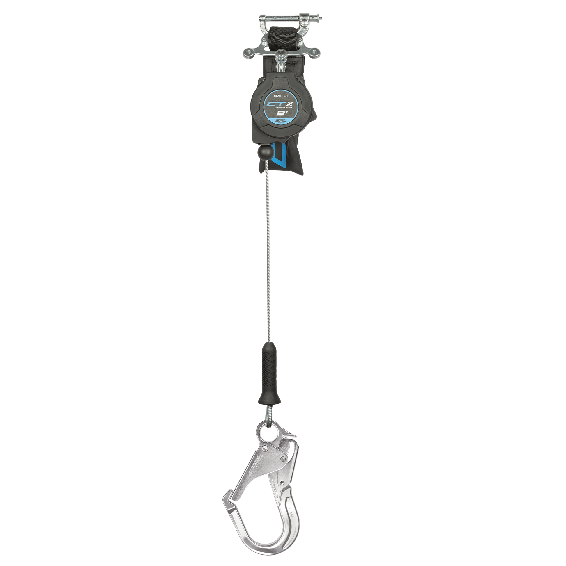 FallTech 8' CTX Cable Class 2 Leading Edge SRL-P Single-leg with Aluminum Rebar Hook - 83208SP5