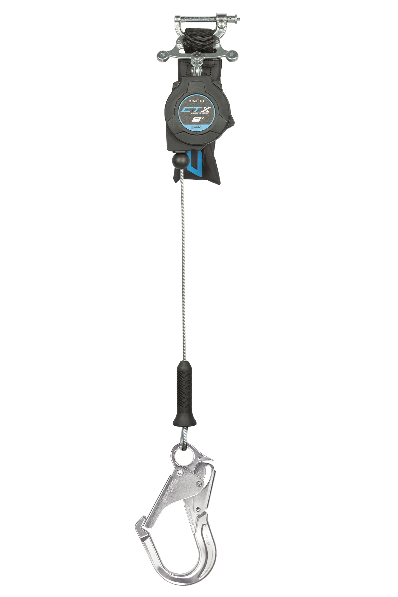FallTech 8' CTX Cable Class 2 Leading Edge SRL-P Single-leg with Aluminum Rebar Hook - 83208SP5