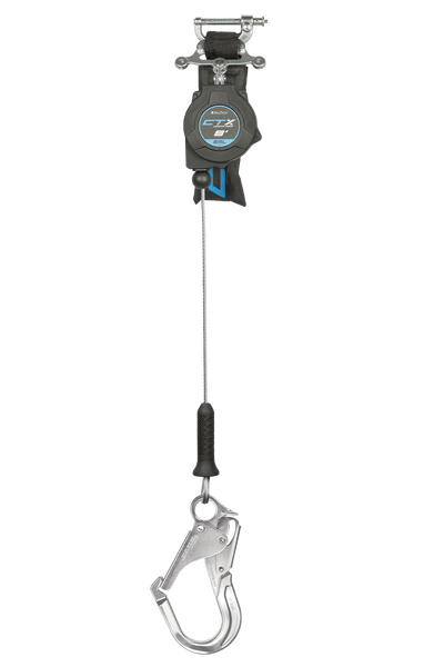 FallTech 8' CTX Cable Class 2 Leading Edge SRL-P Single-leg with Aluminum Rebar Hook - 83208SP5