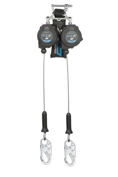 FallTech 8' CTX Cable Class 2 Leading Edge SRL-P Twin-leg with Steel Snap Hooks - 83208TP1
