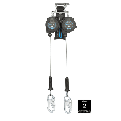 FallTech 8' CTX Cable Class 2 Leading Edge SRL-P Twin-leg with Steel Snap Hooks - 83208TP1