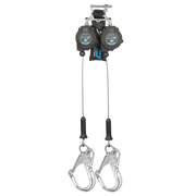 FallTech 8' CTX Cable Class 2 Leading Edge SRL-P Twin-leg with Aluminum Rebar Hooks - 83208TP5