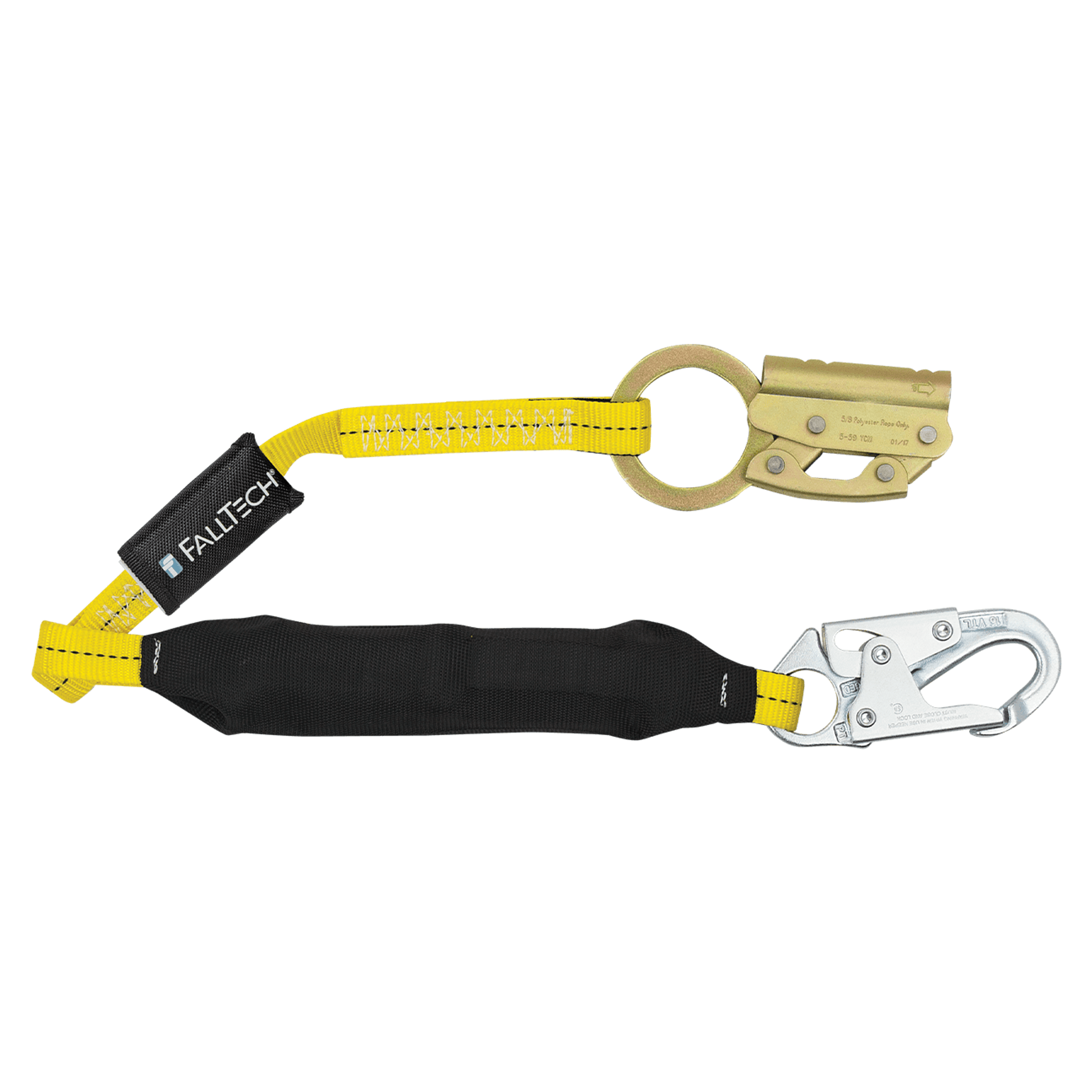 FallTech Manual Rope Adjuster with 3' FT Basic Soft Pack Energy Absorbing Lanyard - 8353LT