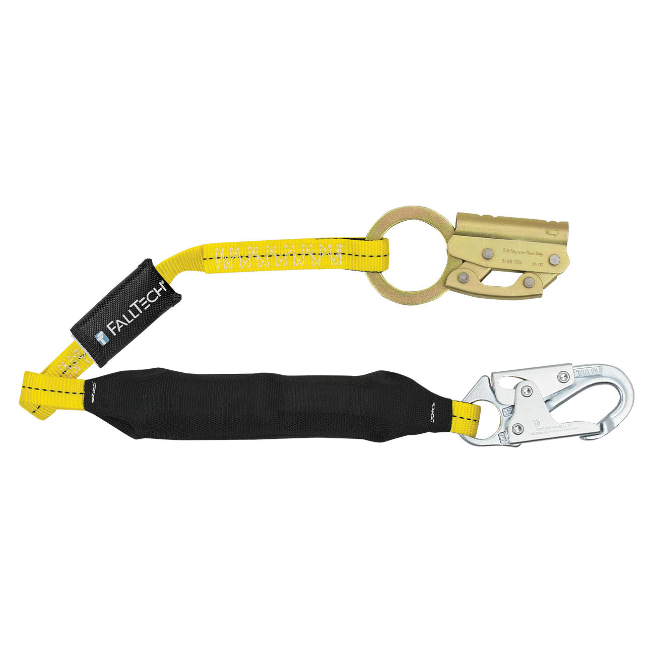 FallTech Manual Rope Adjuster with 3' FT Basic Soft Pack Energy Absorbing Lanyard - 8353LT