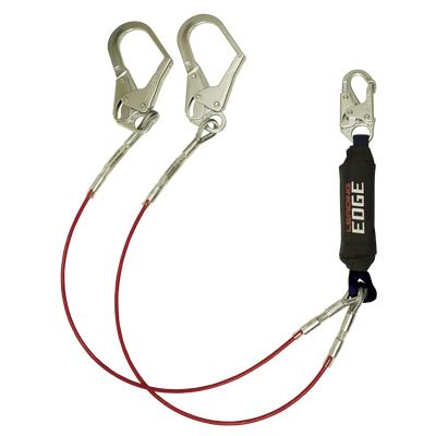 FallTech 6' Leading Edge Cable Energy Absorbing Lanyard Double-leg with Steel Connectors - 8354LEY3