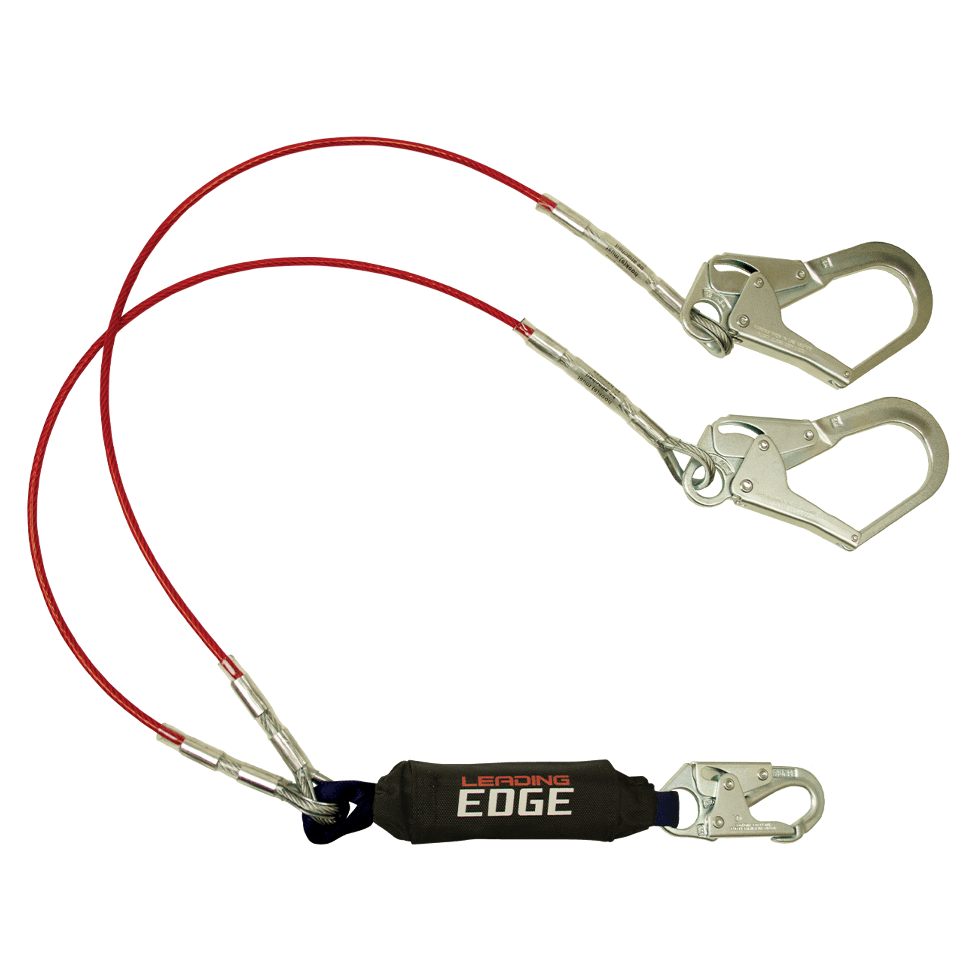 FallTech 6' Leading Edge Cable Energy Absorbing Lanyard Double-leg with Steel Connectors - 8354LEY3