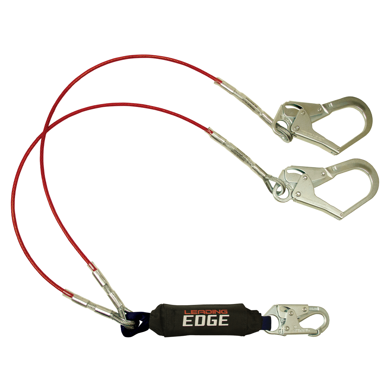FallTech 6' Leading Edge Cable Energy Absorbing Lanyard Double-leg with Steel Connectors - 8354LEY3