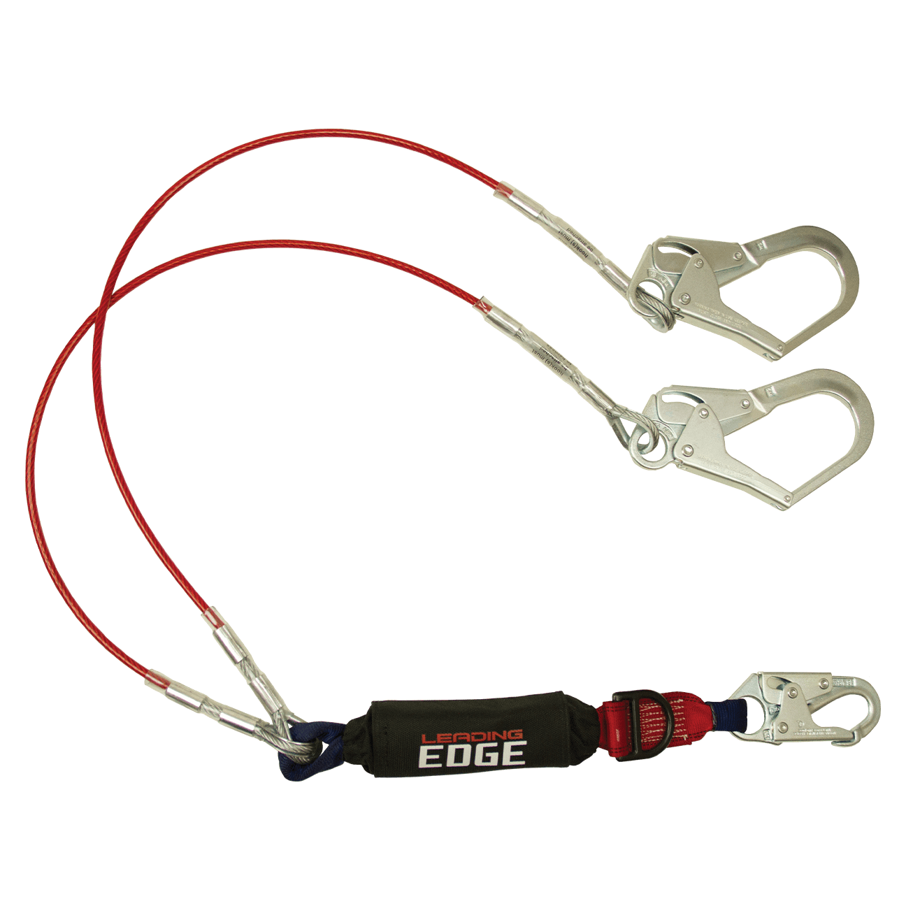 FallTech 6' Leading Edge Cable Energy Absorbing Lanyard Double-leg with SRL D-ring - 8354LEY3D