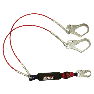FallTech 6' Leading Edge Cable Energy Absorbing Lanyard Double-leg with SRL D-ring - 8354LEY3D