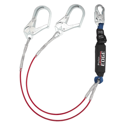 FallTech 6' Leading Edge Cable Energy Absorbing Lanyard Double-leg with SRL D-ring - 8354LEY3D