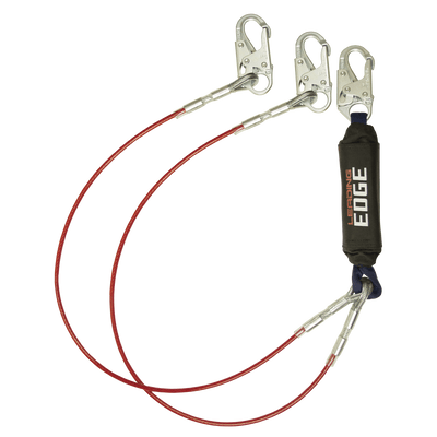 FallTech 6' Leading Edge Cable Energy Absorbing Lanyard Double-leg with Steel Snap Hooks - 8354LEY