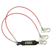 FallTech 6' Leading Edge Cable Energy Absorbing Lanyard Double-leg with Steel Snap Hooks - 8354LEY