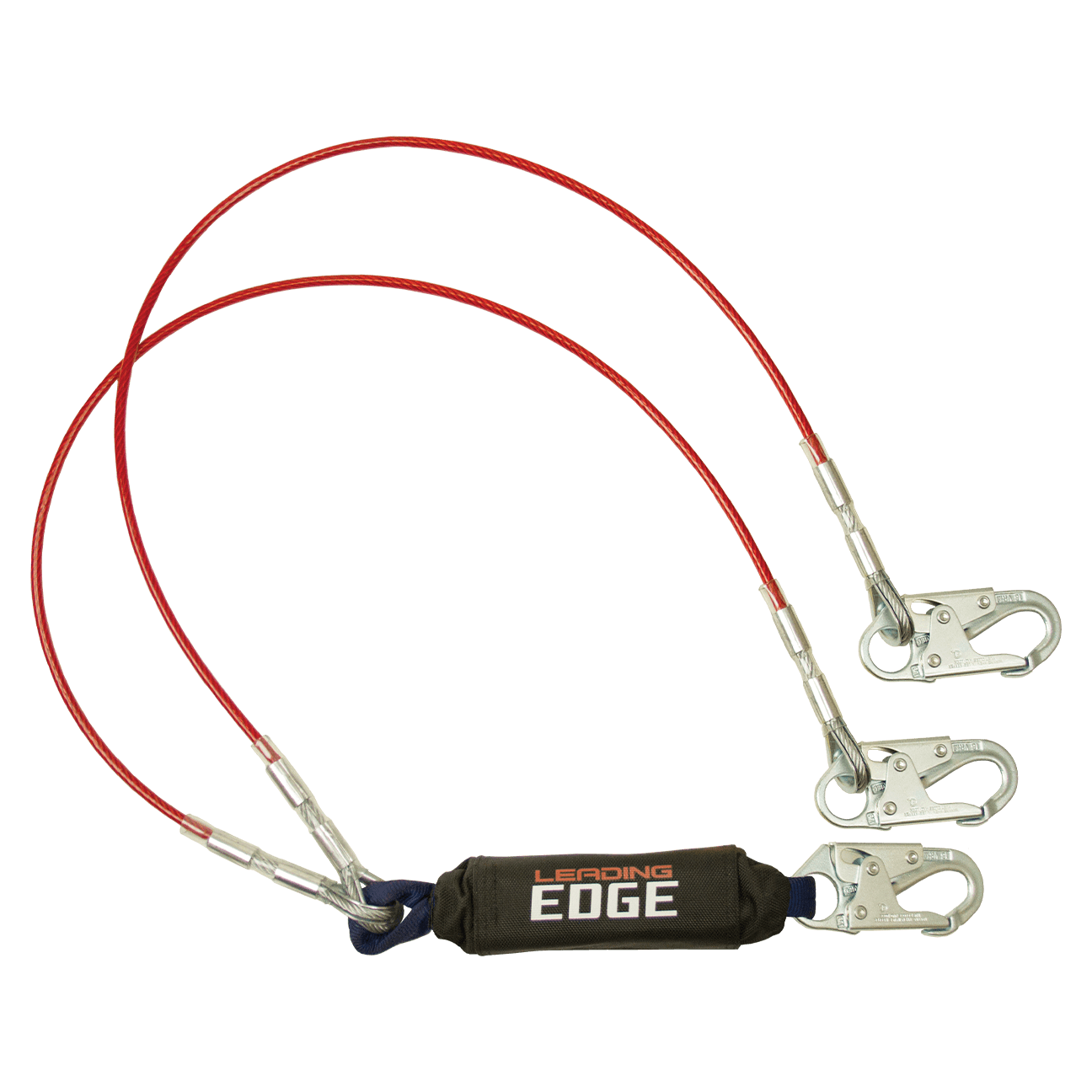 FallTech 6' Leading Edge Cable Energy Absorbing Lanyard Double-leg with Steel Snap Hooks - 8354LEY