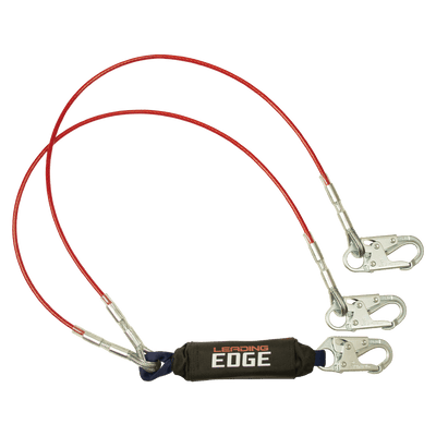 FallTech 6' Leading Edge Cable Energy Absorbing Lanyard Double-leg with Steel Snap Hooks - 8354LEY