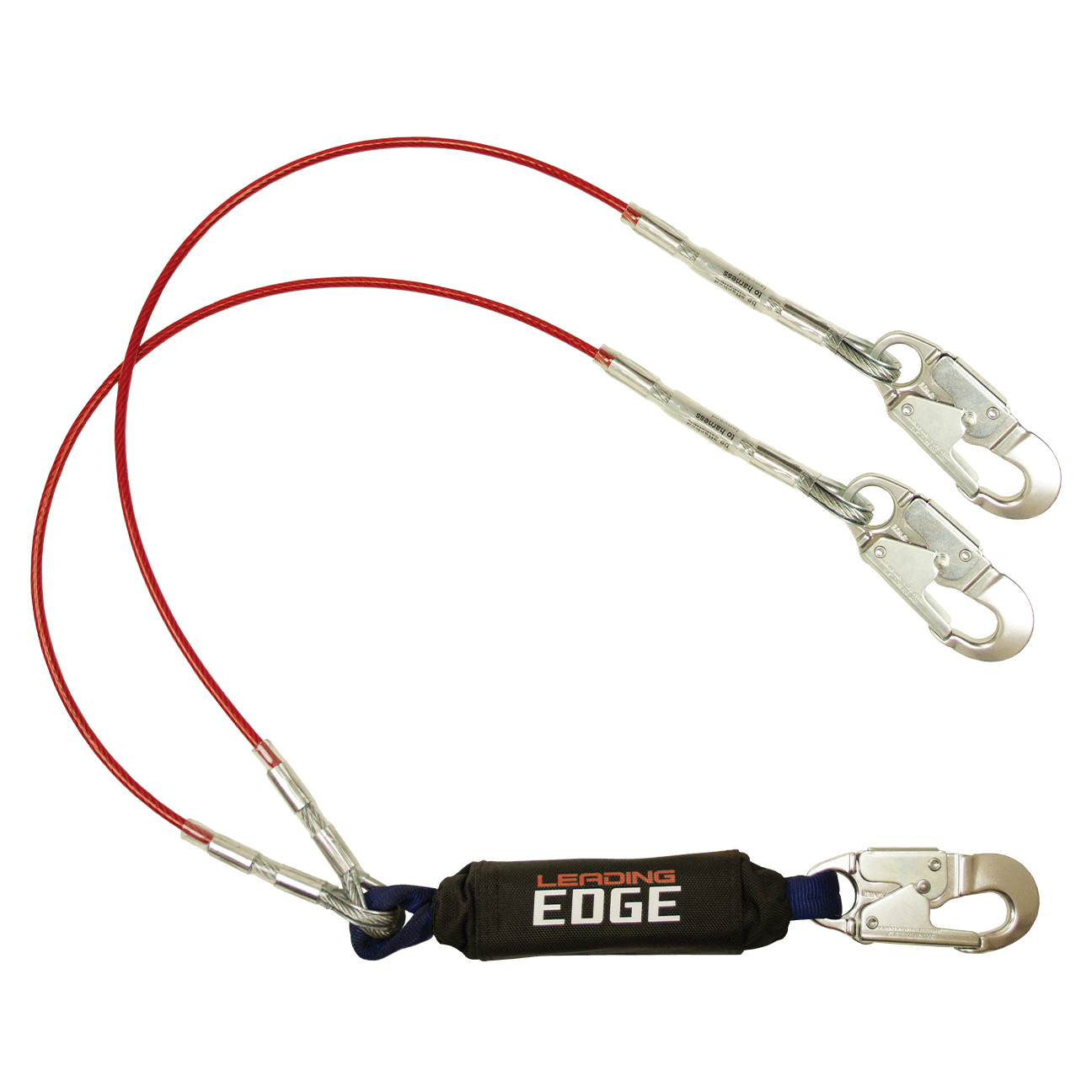 FallTech 6' Leading Edge Cable Energy Absorbing Lanyard Double-leg with Aluminum Snap Hooks - 8354LEYA