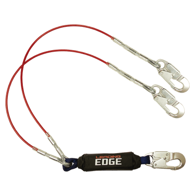 FallTech 6' Leading Edge Cable Energy Absorbing Lanyard Double-leg with Aluminum Snap Hooks - 8354LEYA