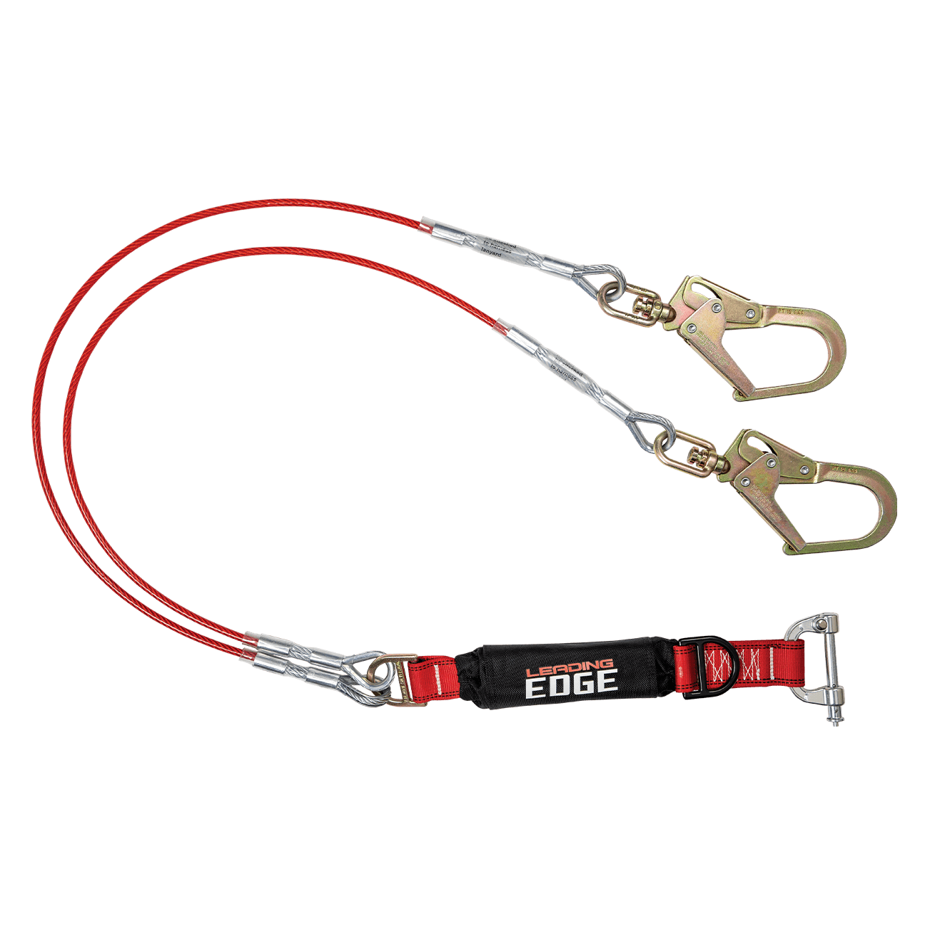 FallTech 6' Leading Edge Cable Energy Absorbing Lanyard Double-leg with Rebar Connectors - 8354LEYC2D