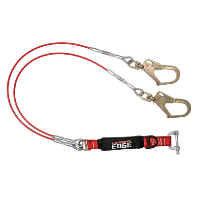 FallTech 6' Leading Edge Cable Energy Absorbing Lanyard Double-leg with Rebar Connectors - 8354LEYC2D