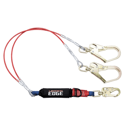 FallTech 6' Leading Edge Cable Energy Absorbing Lanyard Double-leg with Swivel Connectors and SRL D-ring - 8354LEYSS3D