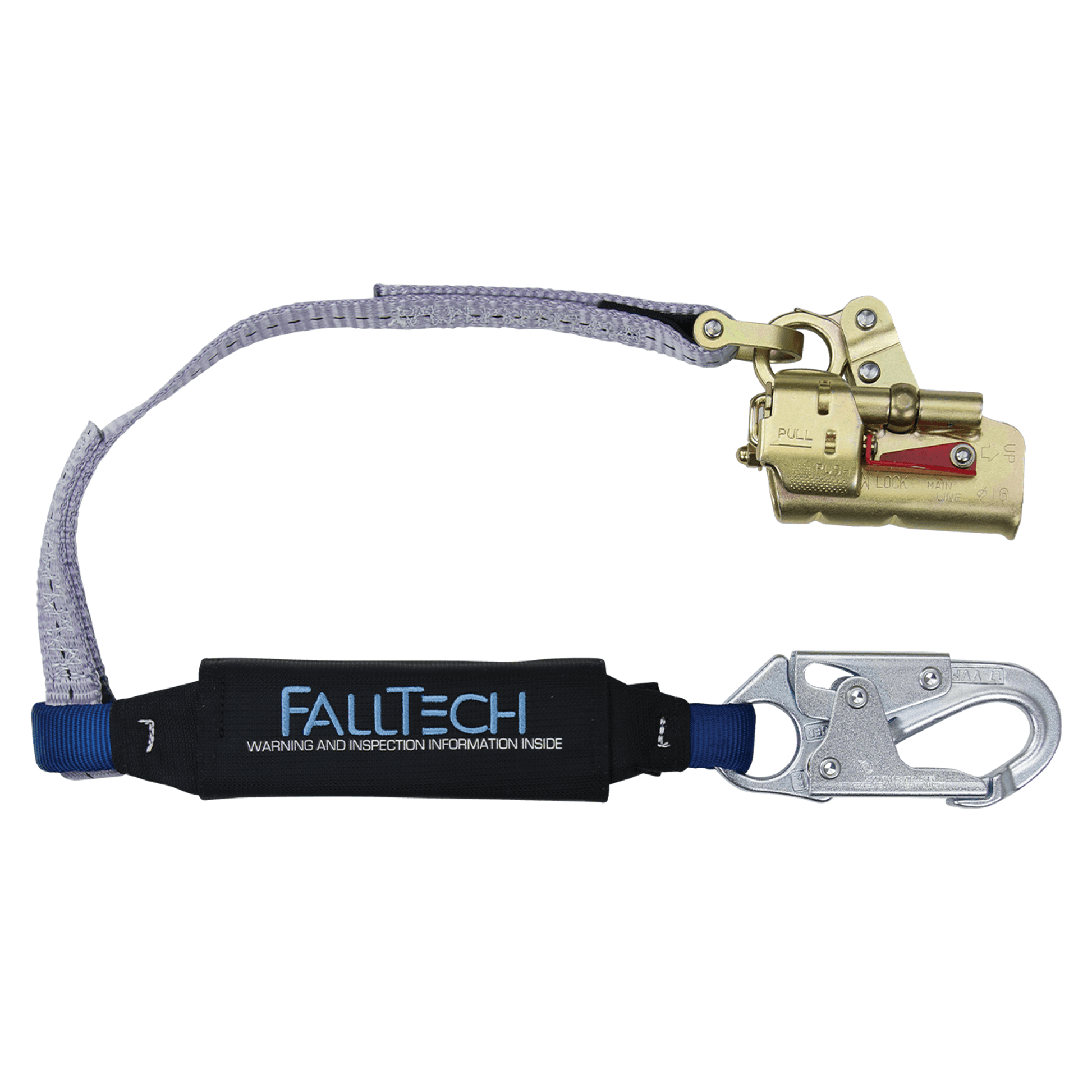 FallTech Trailing Rope Adjuster with Park Function and 3' ViewPack Energy Absorbing Lanyard - 8355