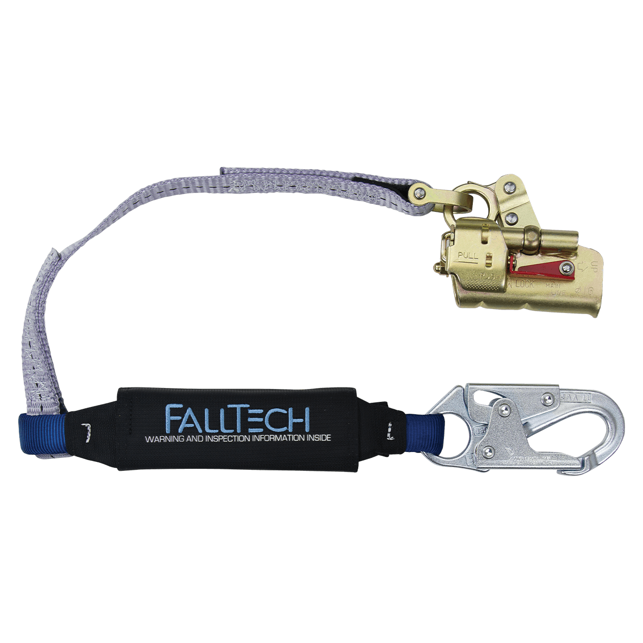 FallTech Trailing Rope Adjuster with Park Function and 3' ViewPack Energy Absorbing Lanyard - 8355