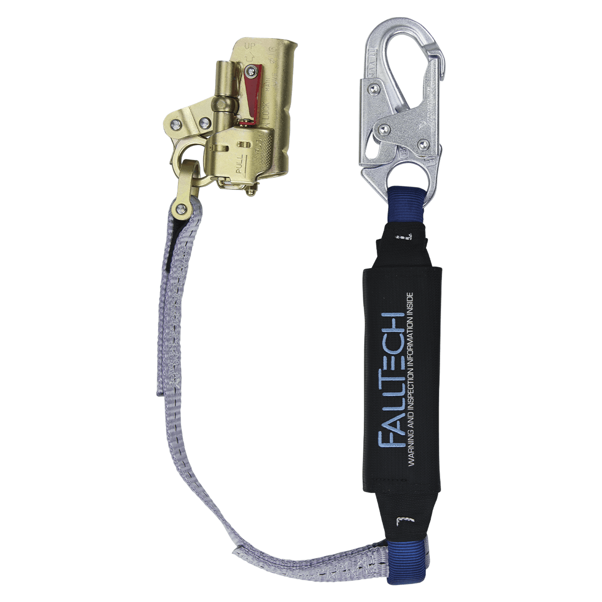 FallTech Trailing Rope Adjuster with Park Function and 3' ViewPack Energy Absorbing Lanyard - 8355