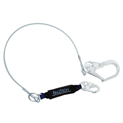 FallTech 6' ViewPack Coated Cable Energy Absorbing Lanyard Single-leg with Steel Connectors - 83573