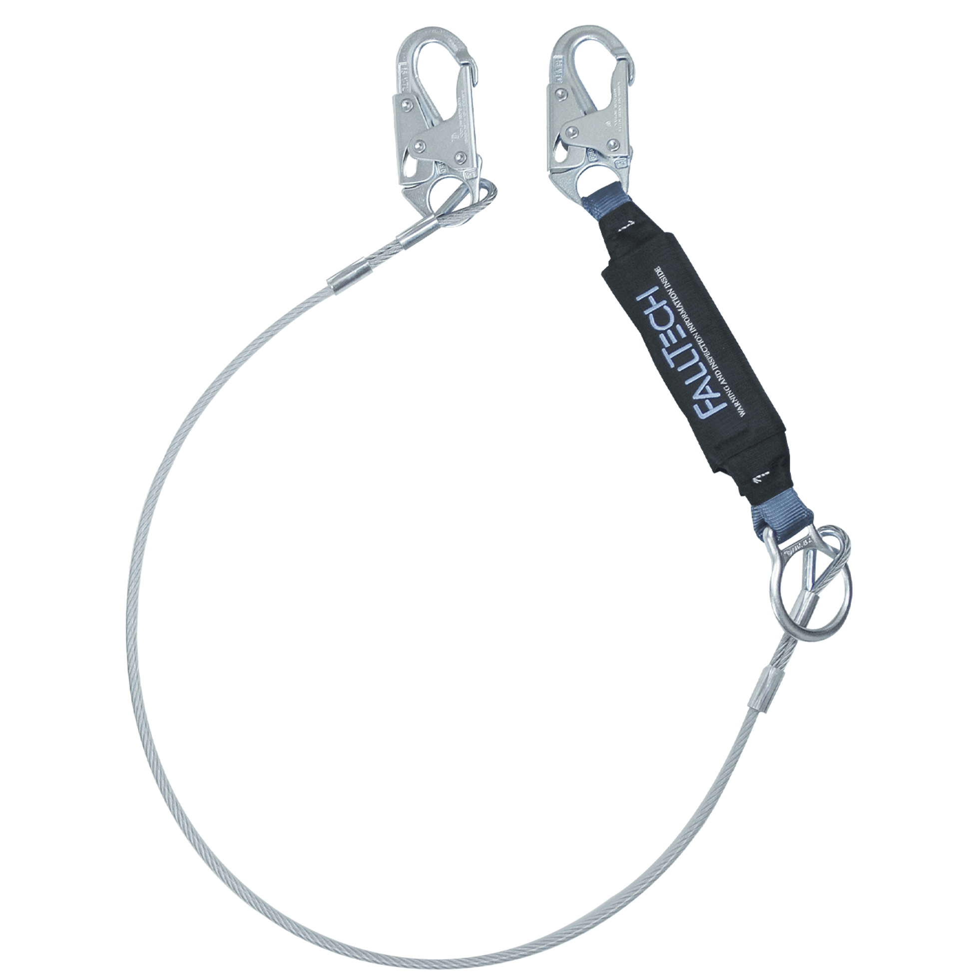 FallTech 6' ViewPack Coated Cable Energy Absorbing Lanyard Single-leg with Steel Snap Hooks - 8357
