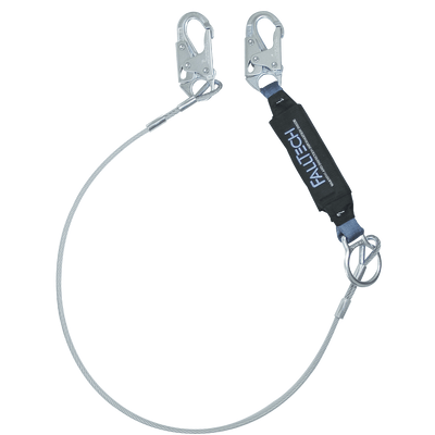 FallTech 6' ViewPack Coated Cable Energy Absorbing Lanyard Single-leg with Steel Snap Hooks - 8357