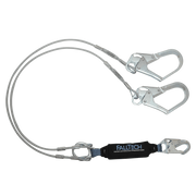 FallTech 6' ViewPack Coated Cable Energy Absorbing Lanyard Double-leg with Steel Connectors - 8357Y3